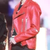 BTS Jungkook Red Biker Leather Jacket