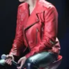 BTS Jungkook Red Biker Real Leather Jacket