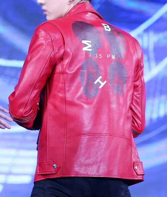 BTS Jungkook Red Biker Top Leather Jacket