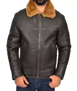 Bamboo Brown B3 Bomber Genuine Leather Jacket