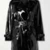Belted Faux Patent-Leather Trench Coat