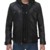 Benedict Men’s Hooded Genuine Leather Racer Jacket