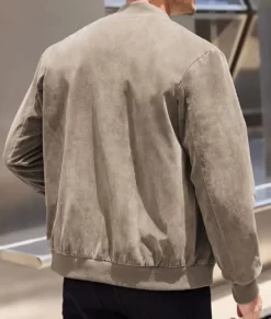 Benjamin Men’s Everyday Khaki Suede Bomber Leather Jacket