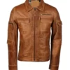 Bennett Men’s Brown Edgy Leather Racer Jacket