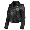 Biker Ny Yankees Black Real Leather Jacket