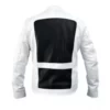 Biker White Leather Jacket Back