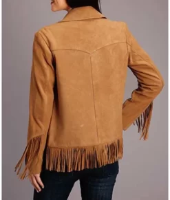 Birdy Brown Fringe Leather Real Leather Jacket