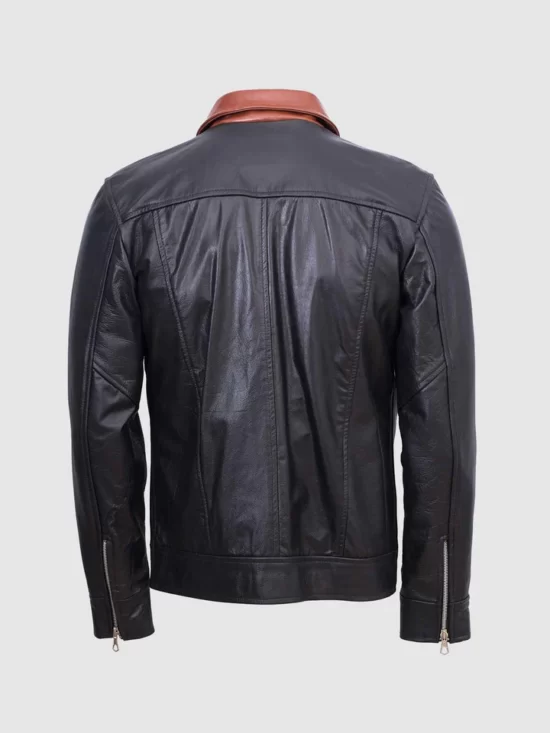 Black And Brown Leather Jacket Back