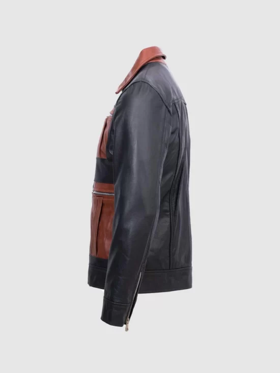 Black And Brown Leather Jacket Side