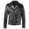Black Motorcycle Studded Leather Jacket