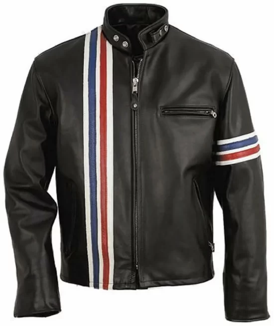 Black Real Leather Peter Fonda Easy Rider Jacket