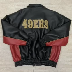 Black Red San Francisco 49ers Nfl Team Leather Jacket Back