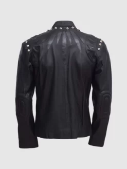 Black Studded Leather Jacket Back