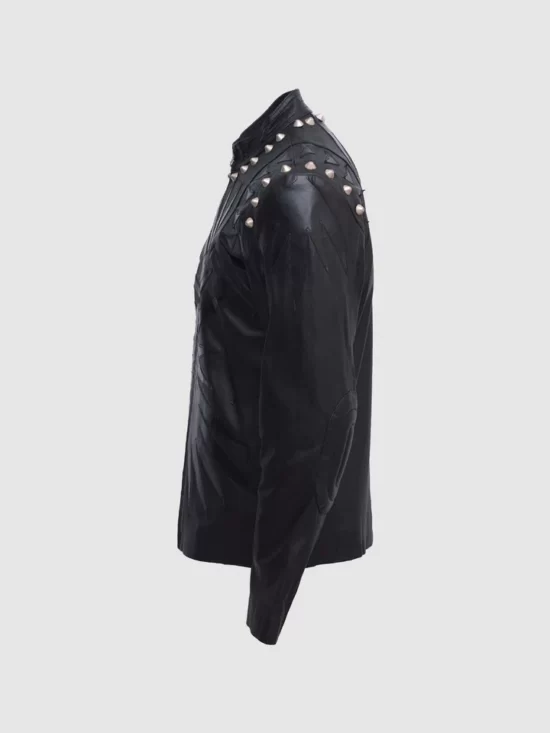 Black Studded Leather Jacket Side