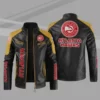 Black Yellow Atlanta Hawks Nba Block Leather Jacket