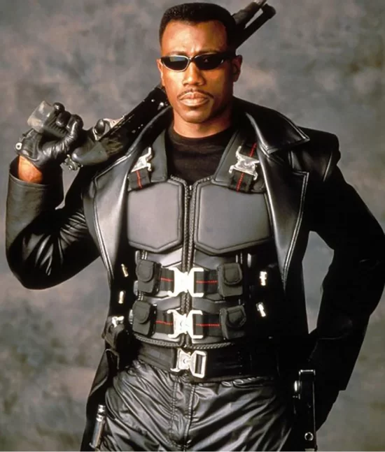 Blade Wesley Snipes Leather Trench Pure Leather Coat