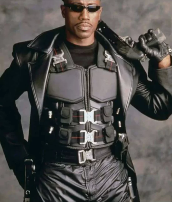 Blade Wesley Snipes Leather Trench Top Leather Coat