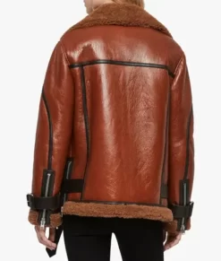 Blanche Rusty Brown Oversized Shearling Top Leather Jacket