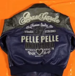 Blue Pelle Pelle Bomber Leather Jacket Back