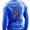 Blue Punk Danger Leather Jacket For Men With Snake Back