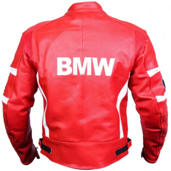 Bmw Red Racing Leather Motorcycle Jacket Back