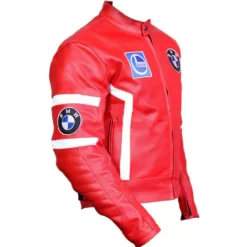 Bmw Red Racing Leather Motorcycle Jacket Side