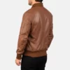 Bomia Ma-1 Brown Leather Bomber Jacket Back