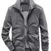 Boston Men’s Gray Fitted Real Suede Field Suede Leather Jacket