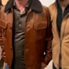 Brad Pitt Brown Shearing Jacket