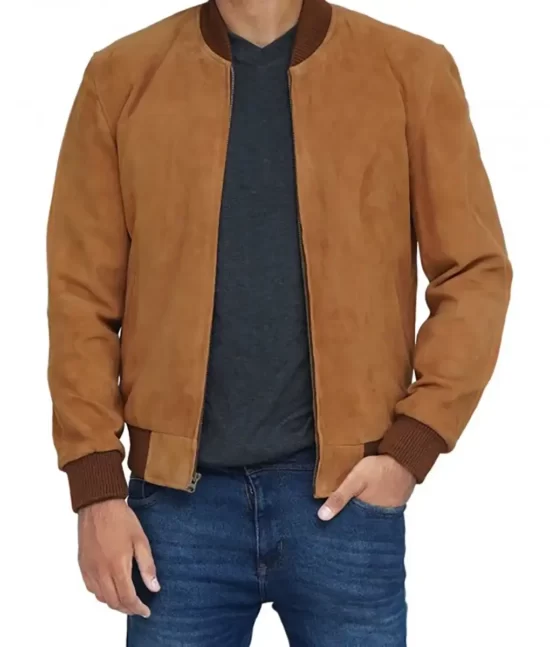 Brennan Men’s Brown Comfy Suede Bomber Real Leather Jacket