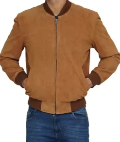Brennan Men’s Brown Comfy Suede Bomber Top Leather Jacket