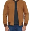 Brennan Men’s Brown Comfy Suede Bomber Genuine Leather Jacket