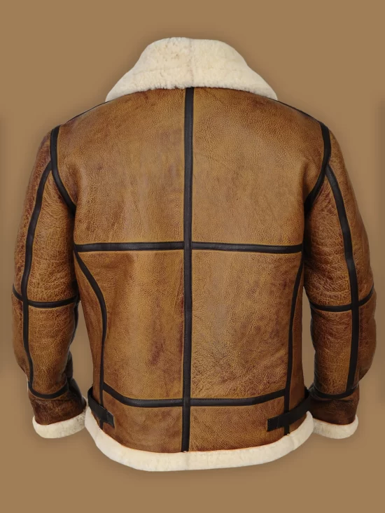 Brian-B3 Distressed Brown Shearling Bomber Jacket (2)