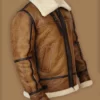 Brian-B3 Distressed Brown Shearling Real Bomber Jacket