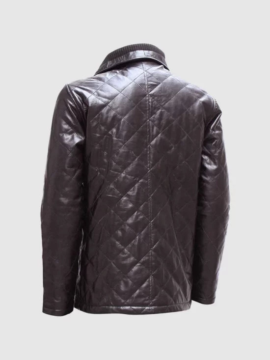 Brown Diamond Quilted Jacket Back