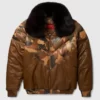 Brown V-Bomber Leather Jacket