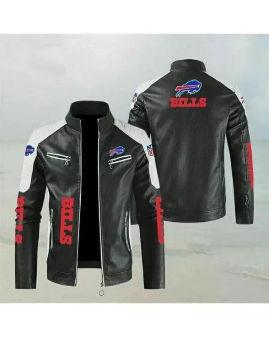 Buffalo Bills Block White Black Nfl Leather Jacket