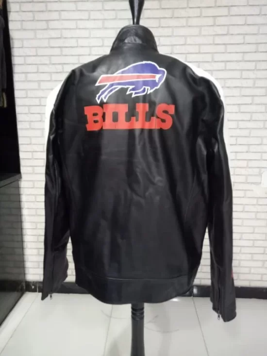 Buffalo Bills Block White Black Nfl Leather Jacket Back