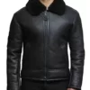 Bulky Black Aviator Real Leather Jacket