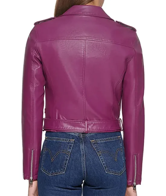 Busy Philipps Girls5eva Purple Leather Jacket Back