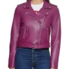 Busy Philipps Girls5eva Purple Leather Jacket Front