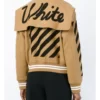 Buy Off White Brown Top Varsity Jacket For Men And Women