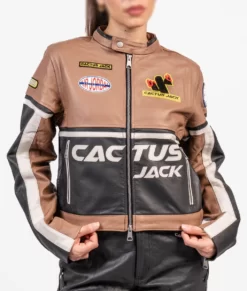Cactus Jack Brown Genuine Leather Jacket