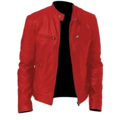 Cafe Racer Red Motorcycle Red Distressed Leather Jacket