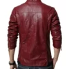 Cafe Racer Slim Fit Maroon Faux Leather Jacket