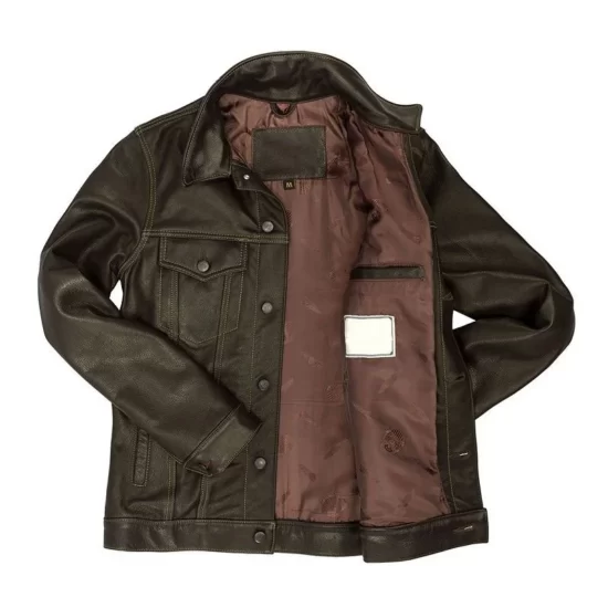 Calfskin Brown Jean Leather Jacket