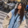 Camila Cabello Oversized Varsity Top Leather jackets