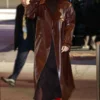 Camila Mendes Brown Leather Trench Coat