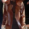 Camila Mendes Brown Leather Trench Real Leather Coat