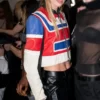 Candice Swanepoel Cropped Top Leather Jacket